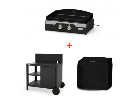 Starterspack Plancha Électrique Signature Allure Fonte 260 Duo + Desserte  - Le Marquier