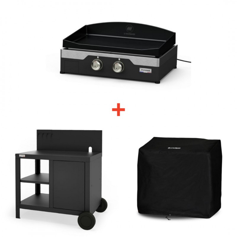 Starterspack Plancha Électrique Signature Allure Fonte 260 Duo + Desserte - Le Marquier
