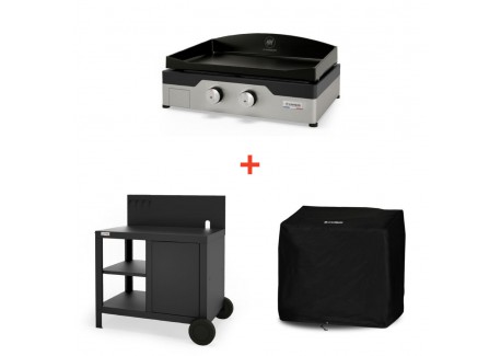 Starterspack Plancha Gaz Signature Allure Fonte 260 Duo + Desserte - Le Marquier