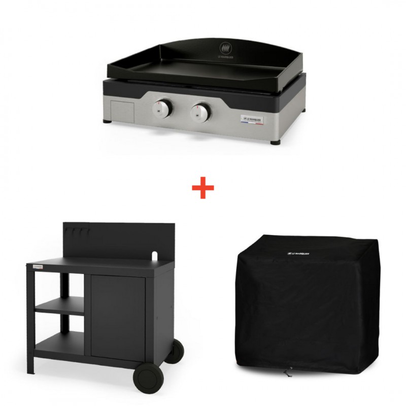 Starterspack Plancha Gaz Signature Allure Fonte 260 Duo + Desserte - Le Marquier