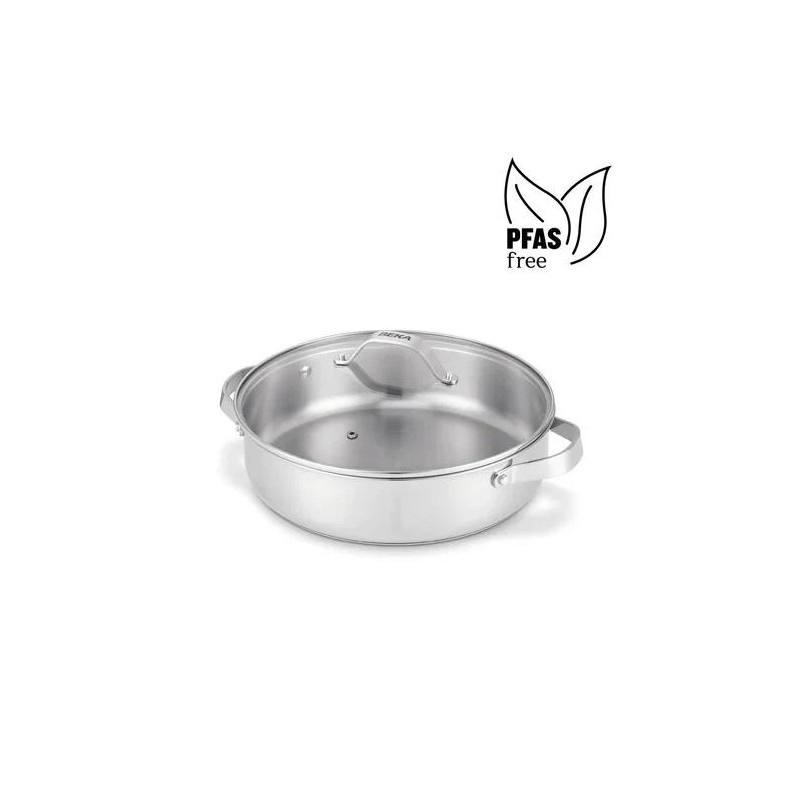 Cicla 3 Sauteuse Inox Recyclé avec Couvercle en Verre 28 cm 5,1 l - Beka Cookware