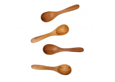 Set van 4 kleine teakhouten lepels 9 cm - Be Home
