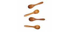 Set 4 Petites Cuillères en Bois Teck Artisanales 9 cm 