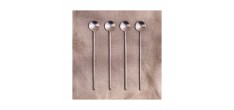 Set van 4 Lange en Dunne Geborstelde RVS Koffielepels 16 cm