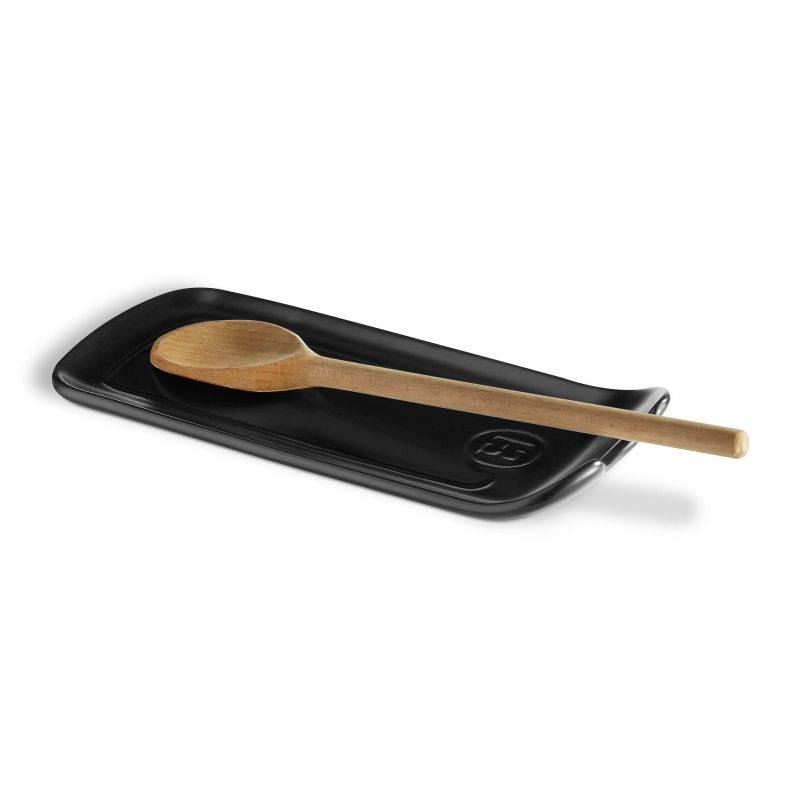 Repose Cuillère Céramique Rectangulaire 23x10,5 cm Noir Mat Truffe - Emile Henry