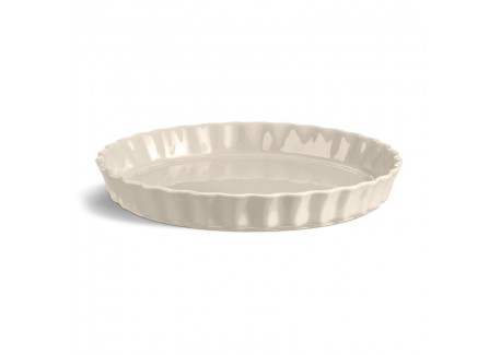 Plat à Tarte Rond Céramique 28x4 cm 1,4 L Argile Blanc Cassé  - Emile Henry