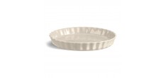Plat à Tarte Rond Céramique 28x4 cm 1,4 L Argile Blanc Cassé 