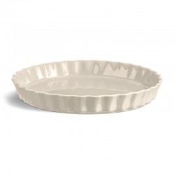 Plat à Tarte Rond Céramique 28x4 cm 1,4 L Argile Blanc Cassé  - Emile Henry Plat à Tarte Rond Céramique 28x4 cm 1,4 L Argile Blanc Cassé  - Emile Henry