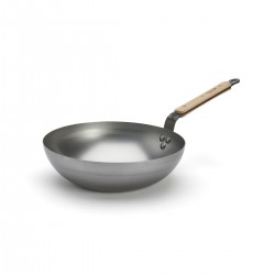 Mineral B Wok en Acier 28 cm avec Poignée en Bois 