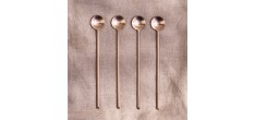 Set 4 Cuillères à Café Longues et Fines Inox Doré Brossé 16 cm 