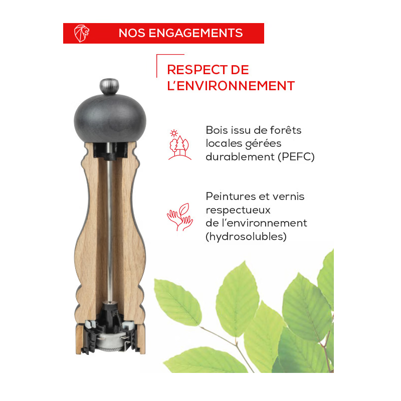 Paris Rama Moulin à Sel 18 cm Laqué Vert Forêt U'Select Zirlion - Peugeot