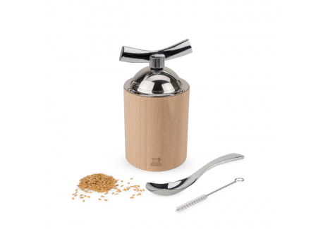 Isen Moulin à Graines de Lin Manuel Bois Naturel et Inox 13 cm - Peugeot