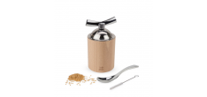Isen Moulin à Graines de Lin Manuel Bois Naturel et Inox 13 cm
