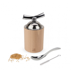 Isen Moulin à Graines de Lin Manuel Bois Naturel et Inox 13 cm 