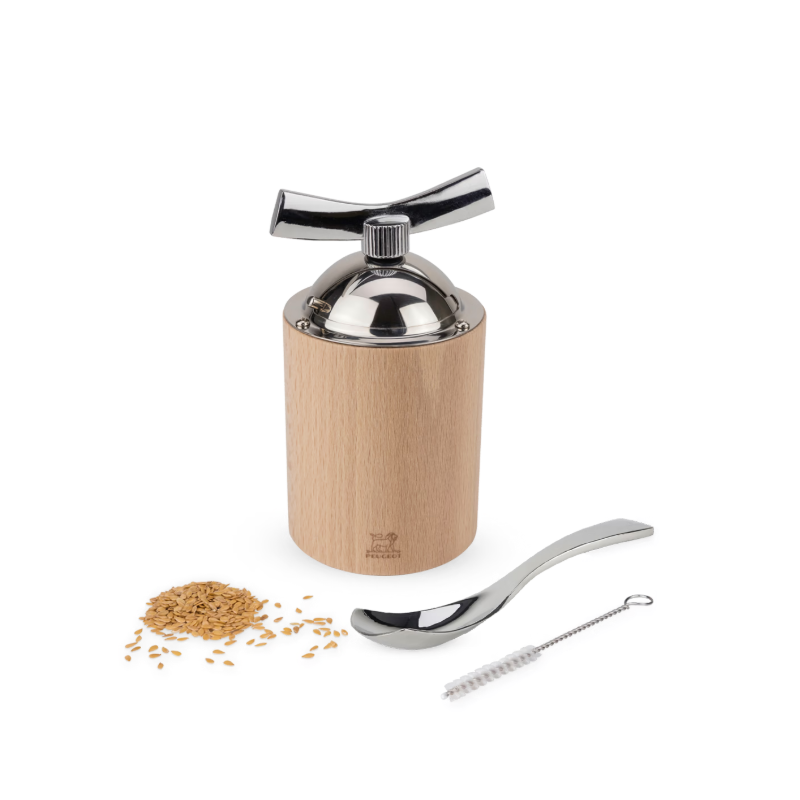 Isen Moulin à Graines de Lin Manuel Bois Naturel et Inox 13 cm - Peugeot