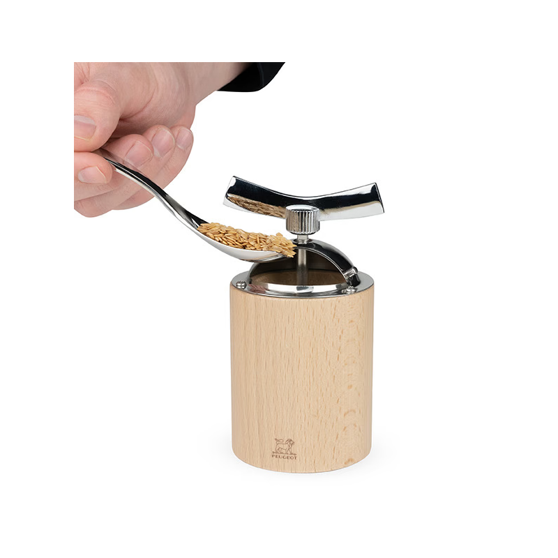 Isen Moulin à Graines de Lin Manuel Bois Naturel et Inox 13 cm - Peugeot