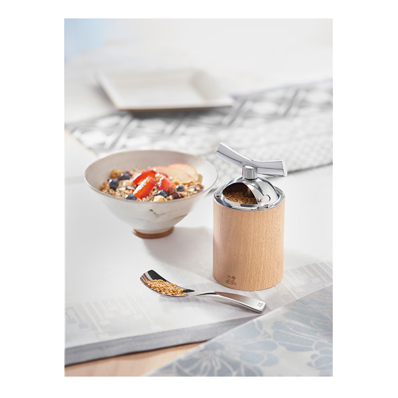 Isen Moulin à Graines de Lin Manuel Bois Naturel et Inox 13 cm - Peugeot