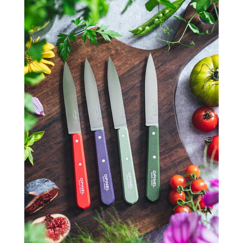 N°112 Couteau Office Lame en Inox 10 cm Manche en Bois Mauve Violet - Opinel