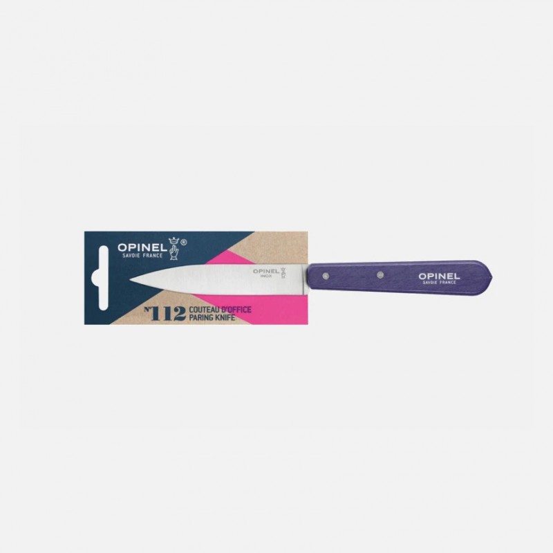 N°112 Couteau Office Lame en Inox 10 cm Manche en Bois Mauve Violet - Opinel