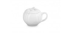 Mug XL Citrouille avec Couvercle en Céramique 40 cl Blanc 