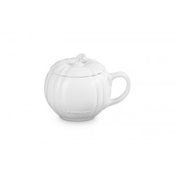 XL Pompoen Mok met Keramiek Deksel 40 cl Wit