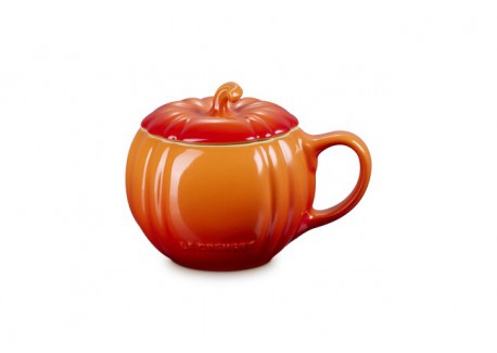 Mug XL Citrouille avec Couvercle en Céramique 40 cl Orange Volcanique  - Le Creuset
