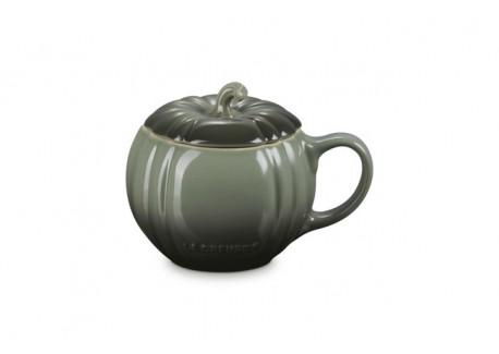 Mug XL Citrouille avec Couvercle en Céramique 40 cl Vert Thym  - Le Creuset