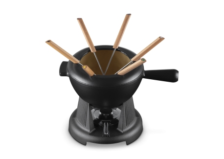 Service à Fondue Savoyarde et Bourguignonne Fonte Emaillée Noir Mat  - Le Creuset