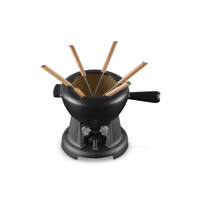 Service à Fondue Savoyarde et Bourguignonne Fonte Emaillée Noir Mat - Le Creuset