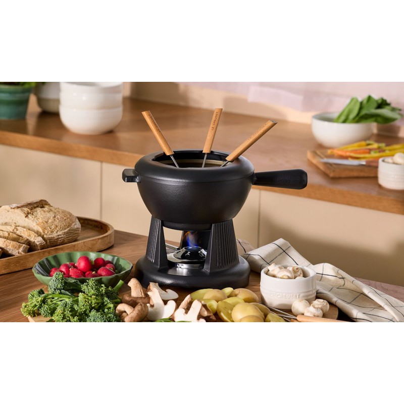 Service à Fondue Savoyarde et Bourguignonne Fonte Emaillée Noir Mat - Le Creuset