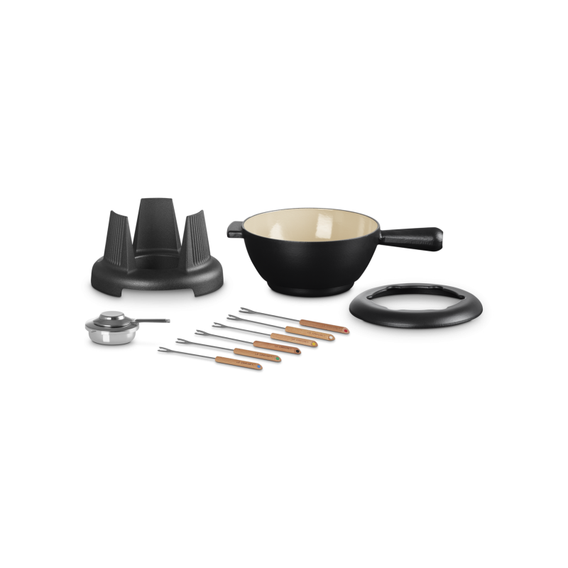 Service à Fondue Savoyarde et Bourguignonne Fonte Emaillée Noir Mat - Le Creuset