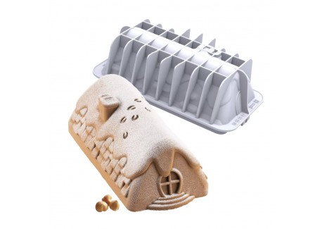 Moule en Silicone 3D Bûche Winter Cottage 1100 - Silikomart Professional