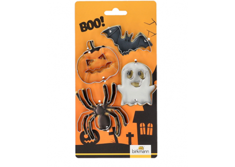Emporte-pièces Halloween Citrouille Fantôme Chauve-souris Arraignée 4 pcs 