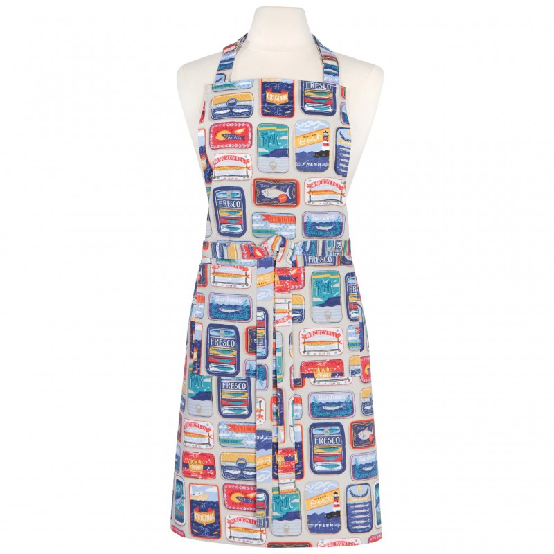 Del Mar Tablier de Cuisine Homme/Femme Coton Gris Clair - La Cucina