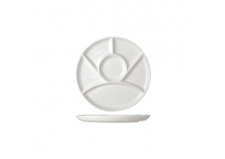 Assiette à Fondue Bourguignonne en Porcelaine 6 Compartiments 24 cm Blanc  - Cosy Trendy