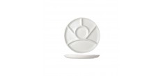 Porseleinen Fondue Bourguignonne Bord 6 Vakken 24 cm Wit
