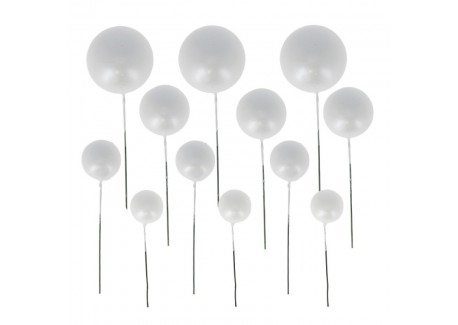 Witte Bal Taartdecoratie 12 stuks - Patisdécor