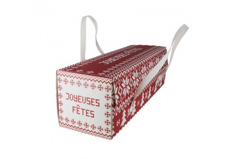 Rode en Witte Kerststam met Handgrepen 30x11x11 cm