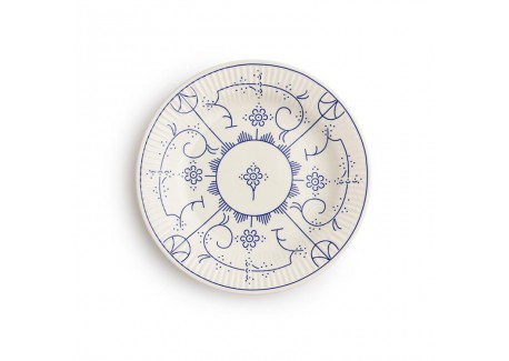 Copenhague Assiette Plate Céramique Email Brillant Blanc Crème et Bleu 21cm  - Royal Boch