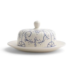 Copenhague Ronde Botervloot Keramiek Glanzend Emaille Wit Crème Blauw 18cm - Royal Boch