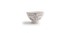 Copenhague Bol sur Pied Céramique Email Brillant Blanc Crème et Bleu 11 cm 