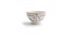 Copenhague Bol sur Pied Céramique Email Brillant Blanc Crème et Bleu 13 cm 