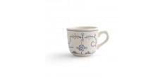 Copenhague Tasse Céramique Email Brillant Blanc Crème Bleu avec Anse 18 cl 