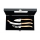 Luxury Line Coffret Couteaux à Fromage Manche Bois Olivier 3 Pcs  - Laguiole Style de Vie
