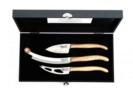 Luxury Line 3-delige Kaasmessenset met Olijfhouten Handvat - Laguiole Style de Vie