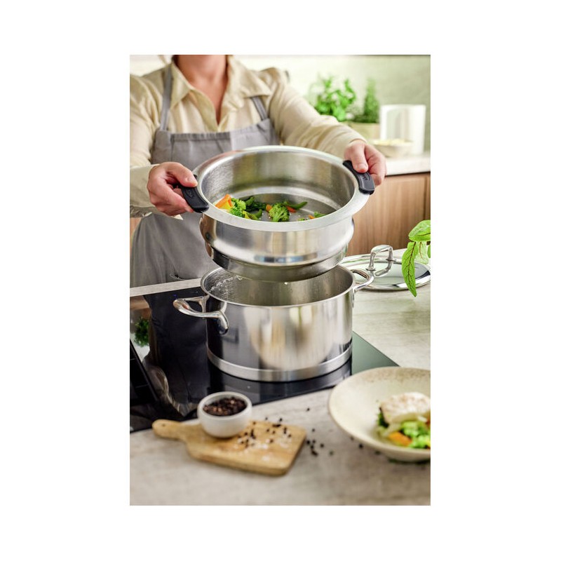 Specialties 5 Panier à Vapeur Empilable Inox 20 cm avec Poignées Amovibles - Demeyere