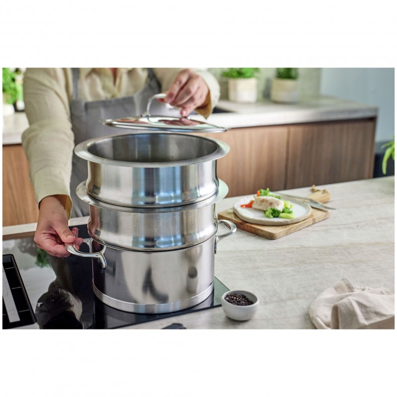Specialties 5 Panier à Vapeur Empilable Inox 20 cm avec Poignées Amovibles - Demeyere