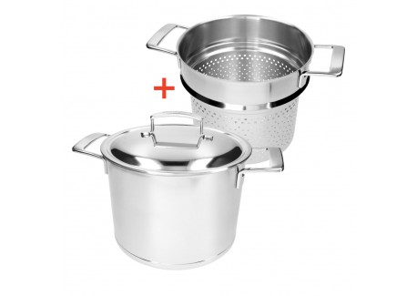 Silver 7 24 cm 7,5 liter RVS Soeppan met Deksel + Pastamand - Demeyere