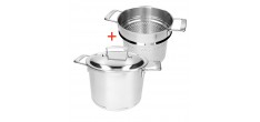 Silver 7 24 cm 7,5 liter RVS Soeppan met Deksel + Pastamand