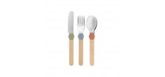 Le Petit Gourmet Set Couverts pour Enfant avec Clips Vert Corail Bleu 3 pcs 